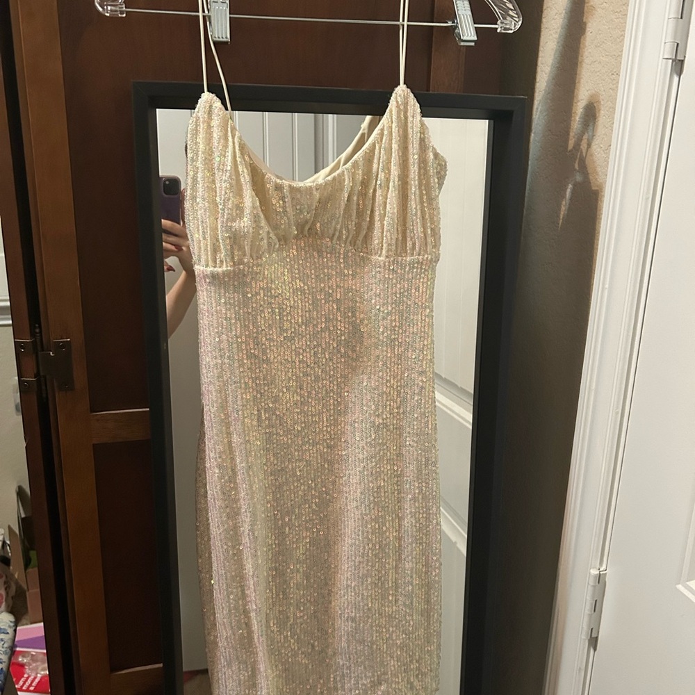 Elegant Cream Sequin Dress